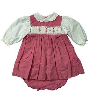 Petit Ami Smocked Embroidered Ballerinas Pink White Houndstooth Bloomers & Dress
